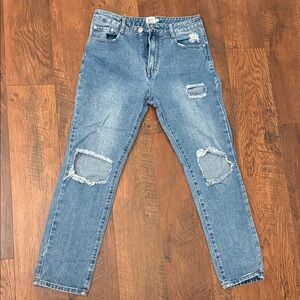 Princess Polly Women's Distressed Straight Blue Jeans